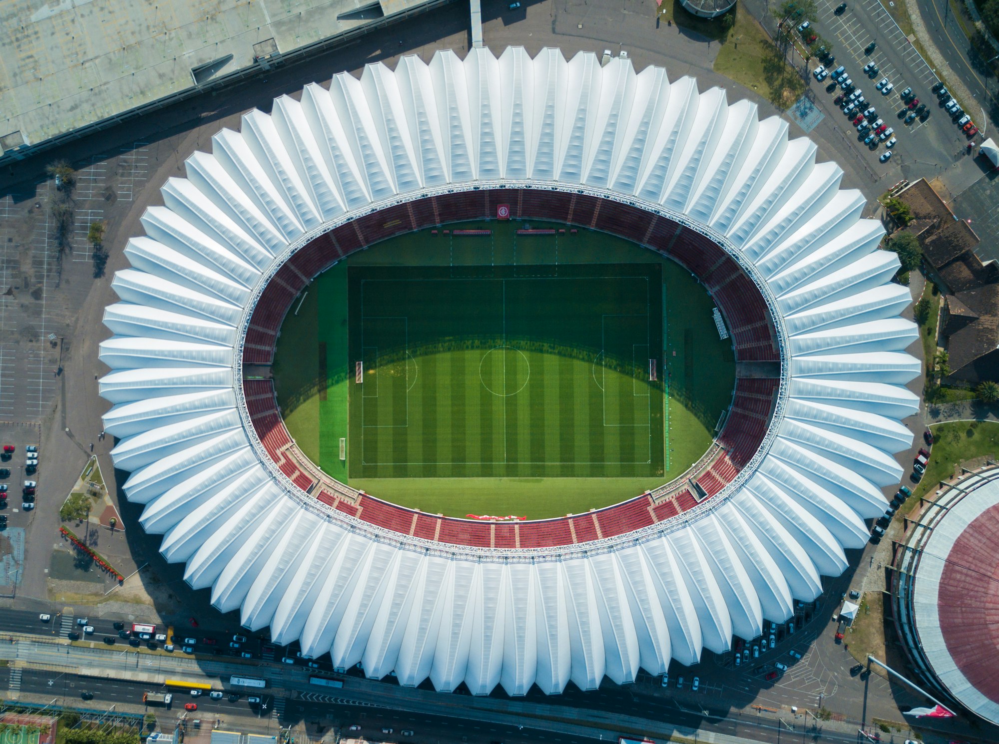 ブラジルのサッカースタジアム上空からの眺め