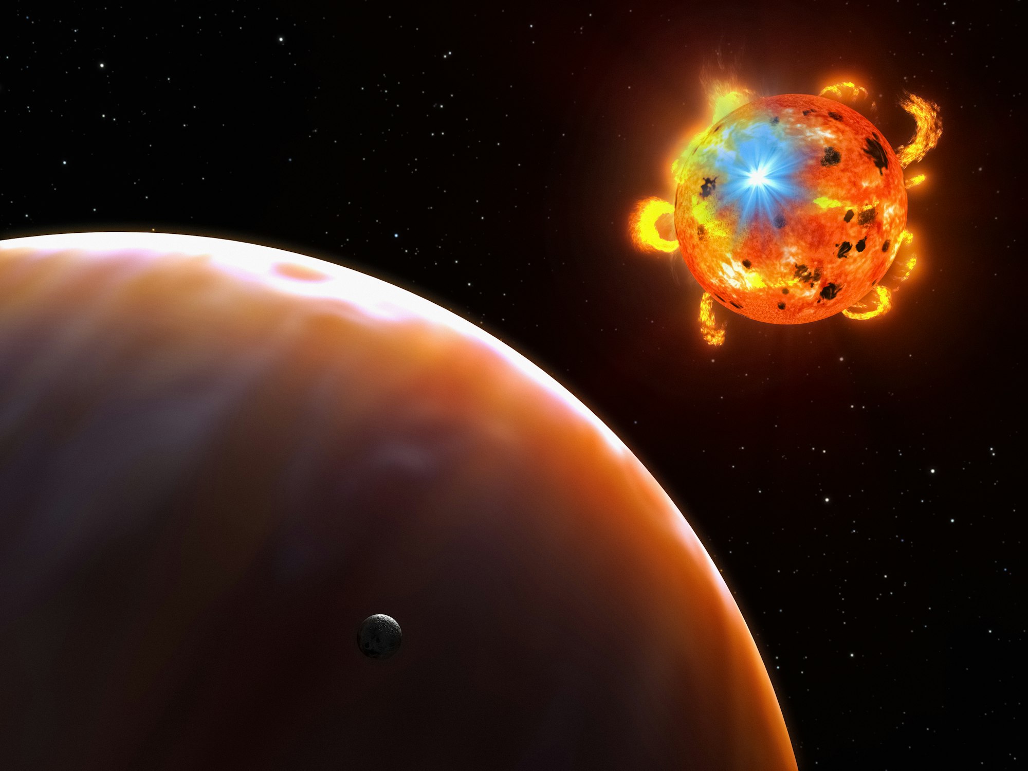 赤色矮星のフレア（噴出）を描いた想像図